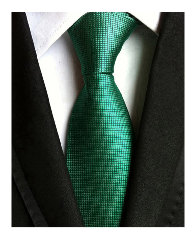Secdtie Men's Slim Dark Hunter Green Woven Polyester Ties Casual Party Wedding Neckties - Image 1